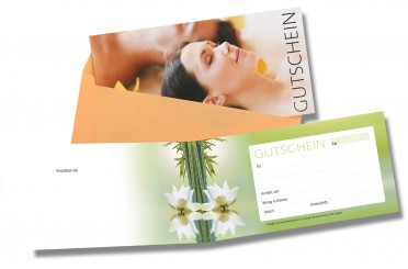 attraktive Wellness-Geschenkgutscheine inkl. Couverts je 25 Stk. 